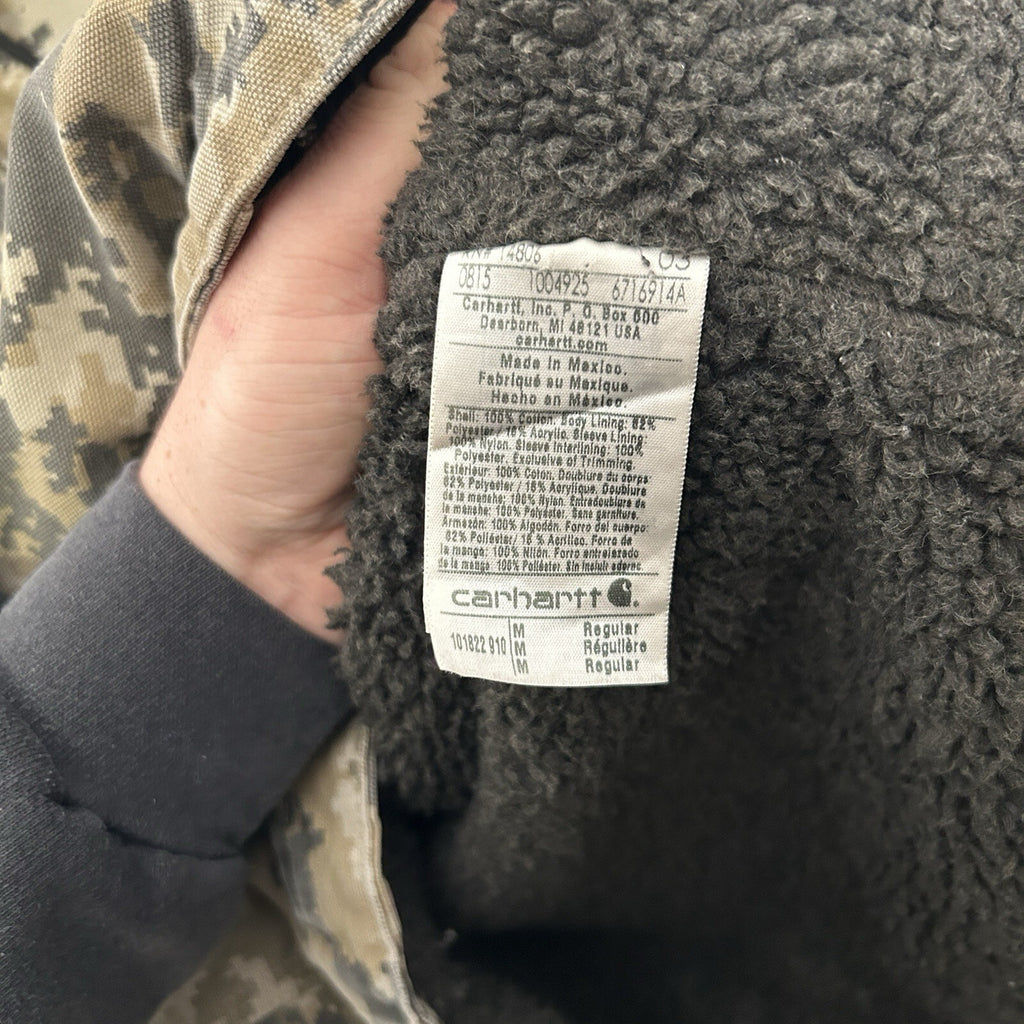 Carhartt Sherpa-Lined Hooded Detroit Jacket “Digital Camo” 101822-910 Men’s Med