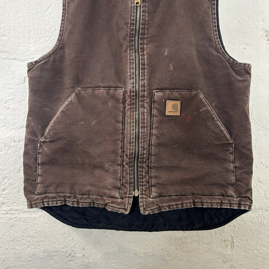 Vintage Faded Carhartt Quilted Artic Vest “Dark Brown” V02 DKB Men’s Medium