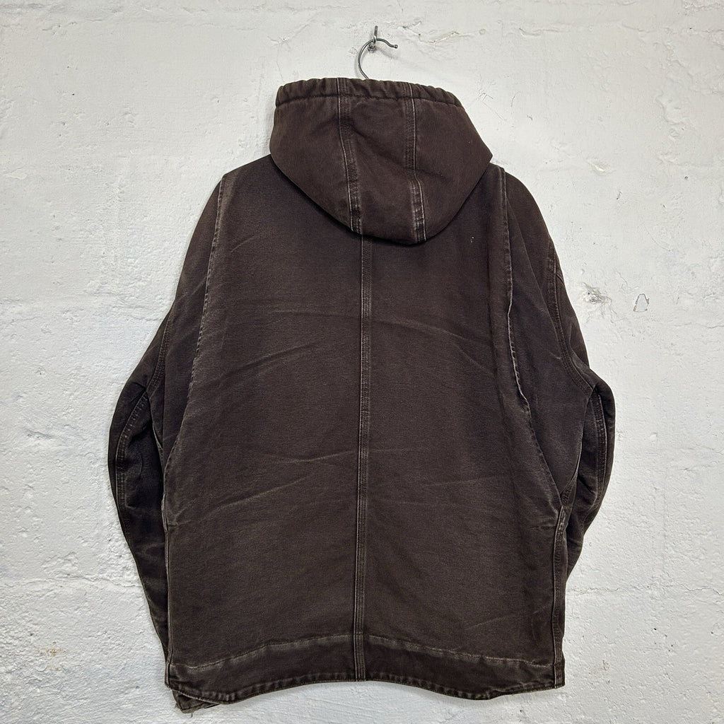 Faded Carhartt Sherpa-Lined Hooded Detroit Jacket “Dark Brown” J141 DKB Men’s L