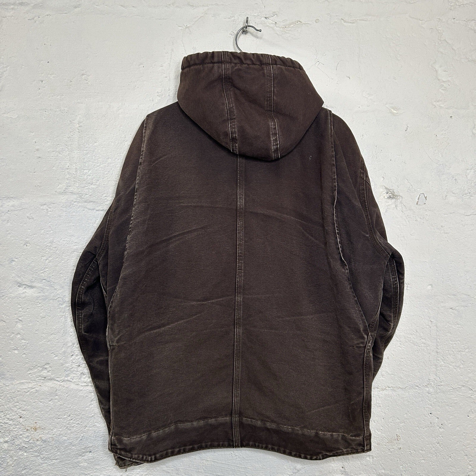 Faded Carhartt Sherpa-Lined Hooded Detroit Jacket “Dark Brown” J141 DKB Men’s L