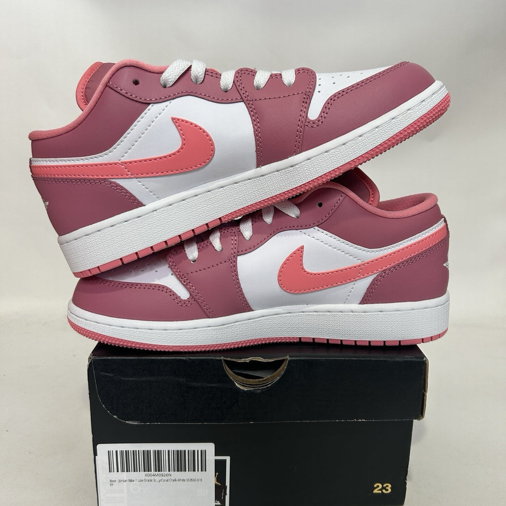 Nike Air Jordan 1 Low GS “Desert Berry Coral Chalk” 553560-616 6Y/Women’s 7.5