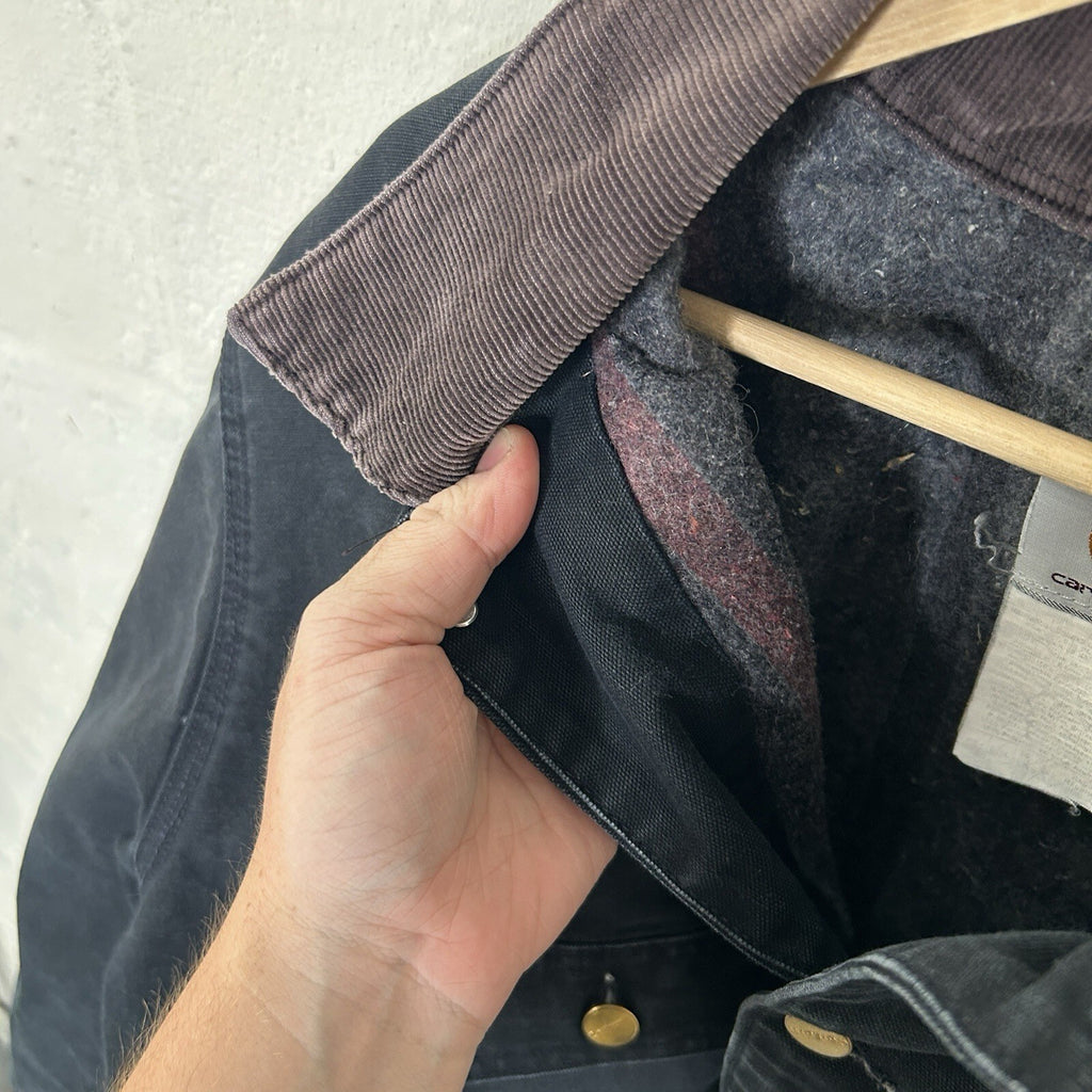 Vintage Cropped Carhartt Blanket-Lined Chore Coat “Black” C01 BLK Men’s 2XL
