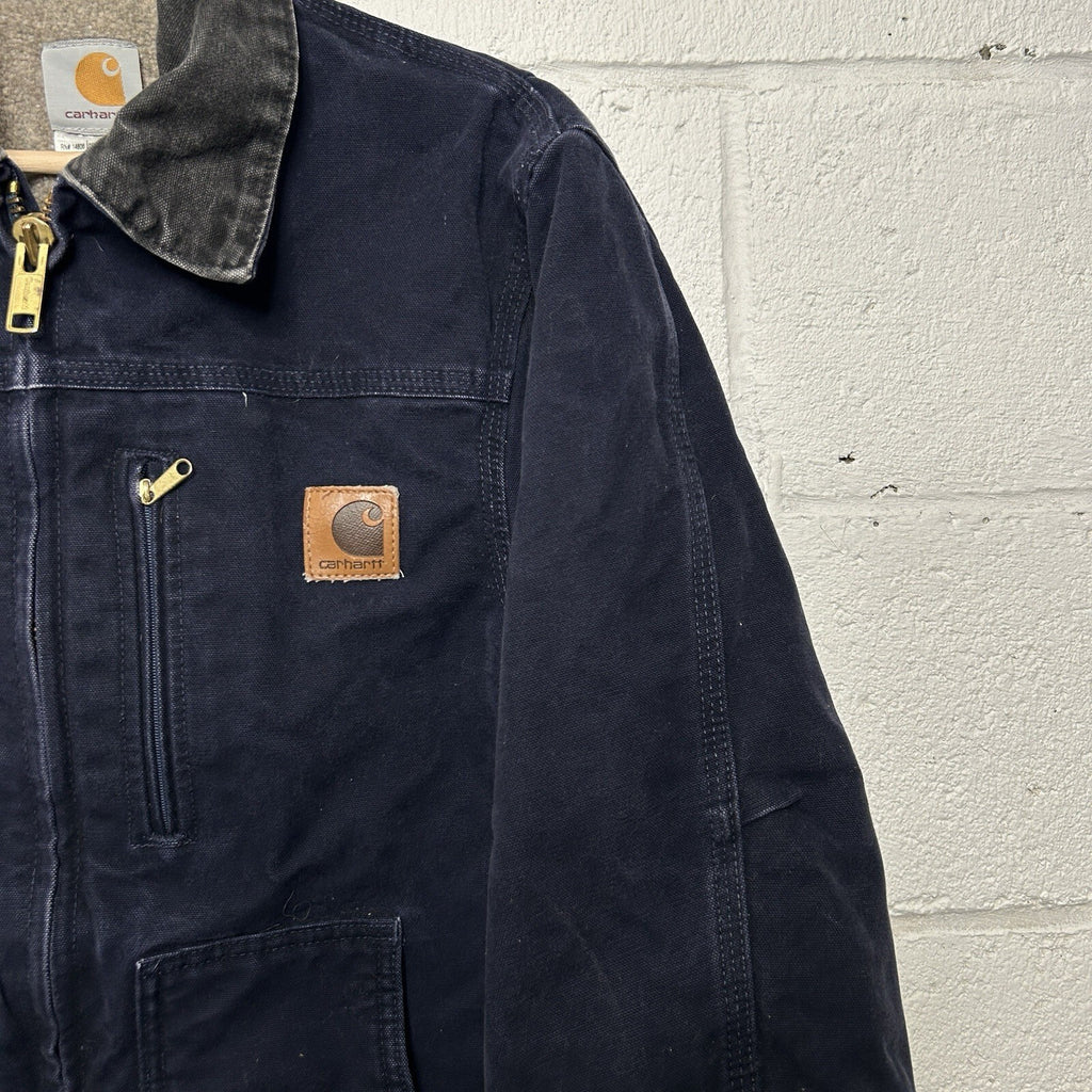 Y2K Carhartt Sandstone Sherpa-Lined Ridge Coat “Midnight Blue” C61 MDT Men’s S