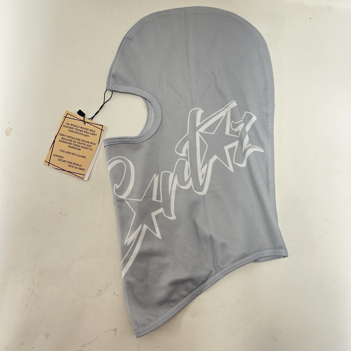 Corteiz X Meekz Manny Ski Mask Balaclava “Grey White” New