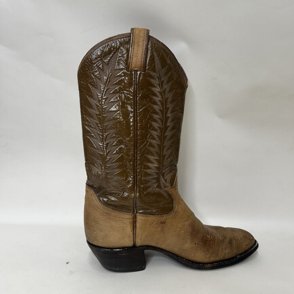 Vintage Tony Lama Two-Tone Western Cowboy Boots Gold Label Bullhide Men’s 8.5D