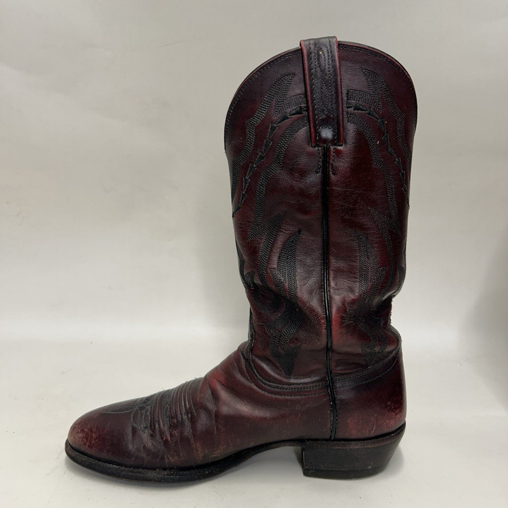 Lucchese 2000 Leather Western Roper Cowboy Boots “Black Cherry” Men’s 9