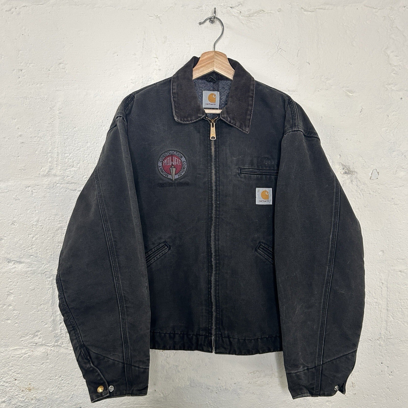 Vintage Faded Carhartt Blanket-Lined Detroit Jacket “Black” J01 BLK Men’s Large