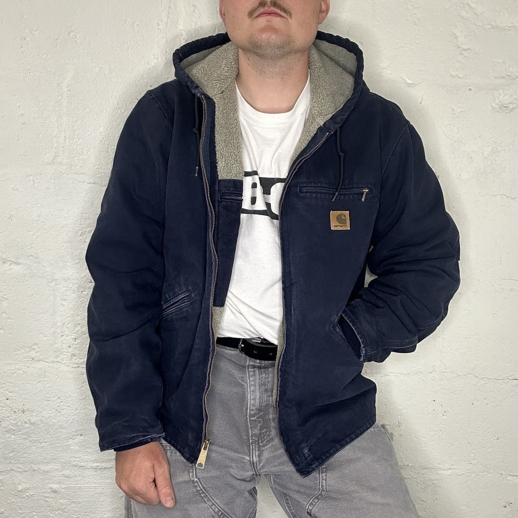 Vintage Carhartt Hooded Detroit Jacket “Midnight Blue” J141 MDT Men’s Large