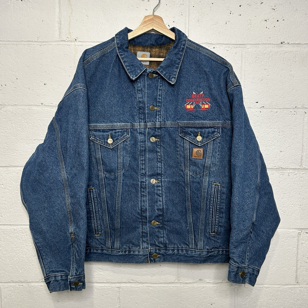 Vintage Carhartt Blanket-Lined Denim Trucker Jacket “Darkstone” J11DST Men’s XL