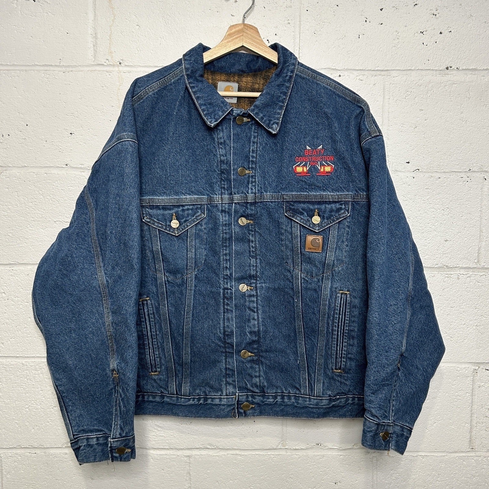 Vintage Carhartt Blanket-Lined Denim Trucker Jacket “Darkstone” J11DST Men’s XL