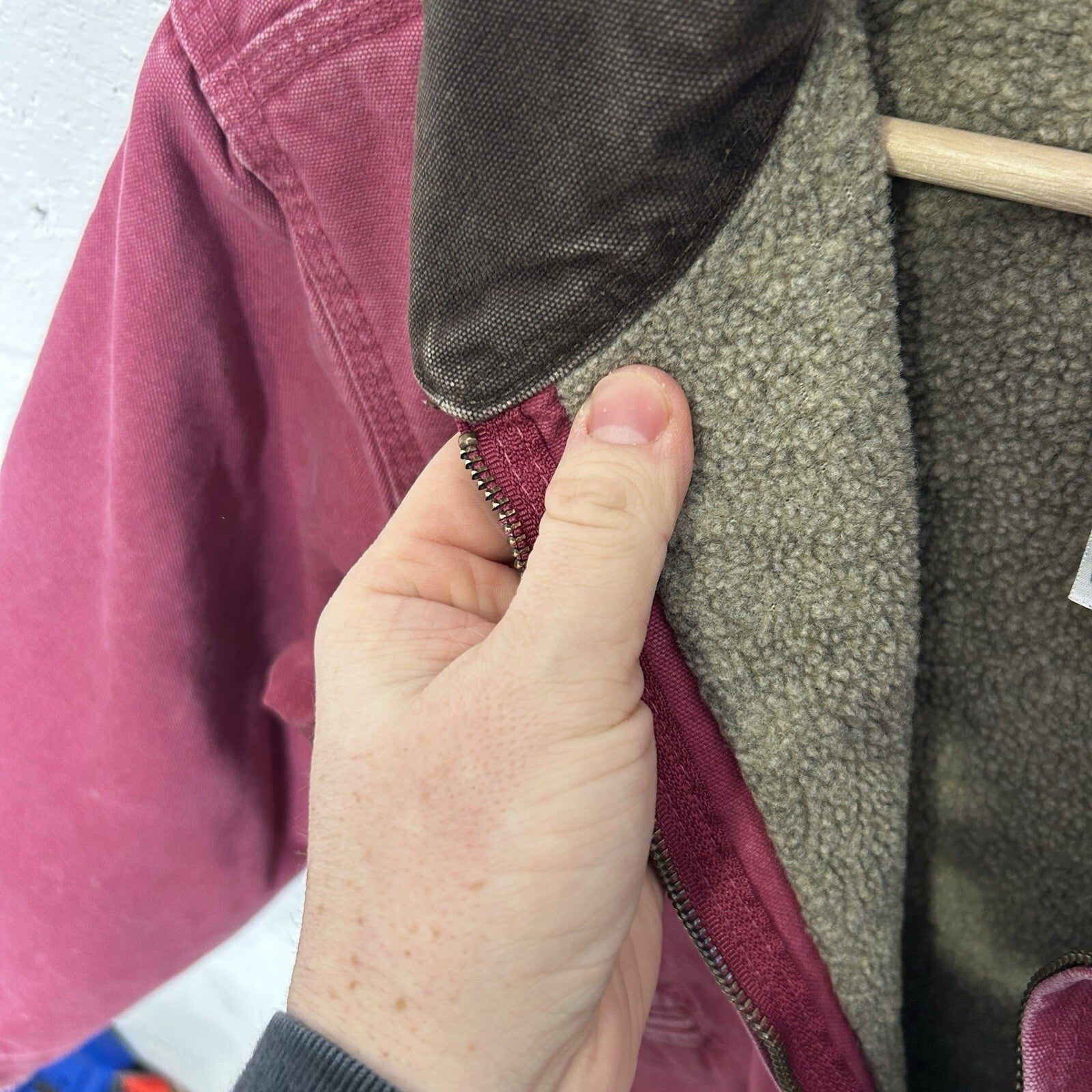 Vintage Carhartt Sherpa-Lined Detroit Jacket “Raspberry” WJ097 RBY Women’s Small