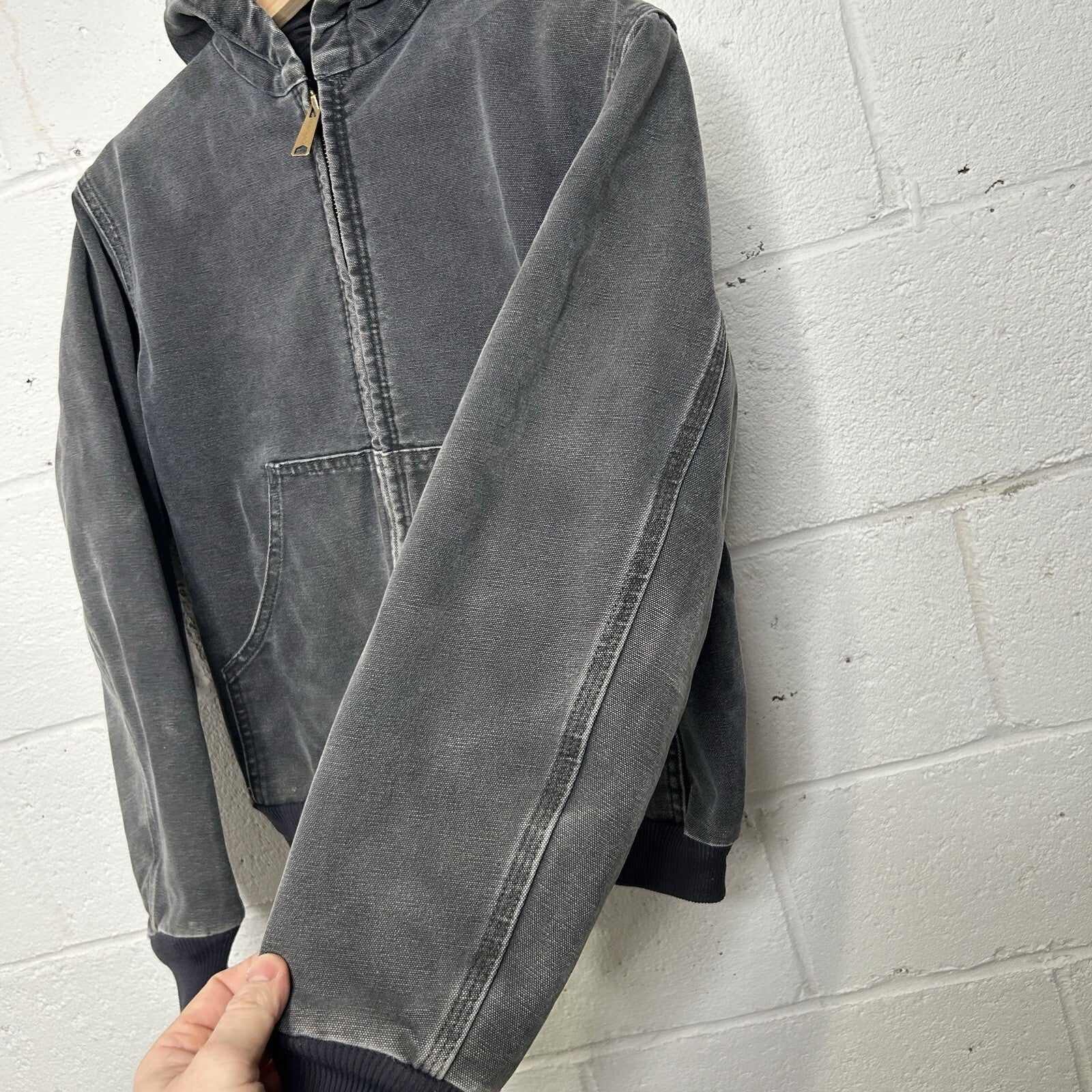 Vintage Carhartt Quilted Hooded Active Jacket “Petrol Gray” Y06 PTL Youth Large