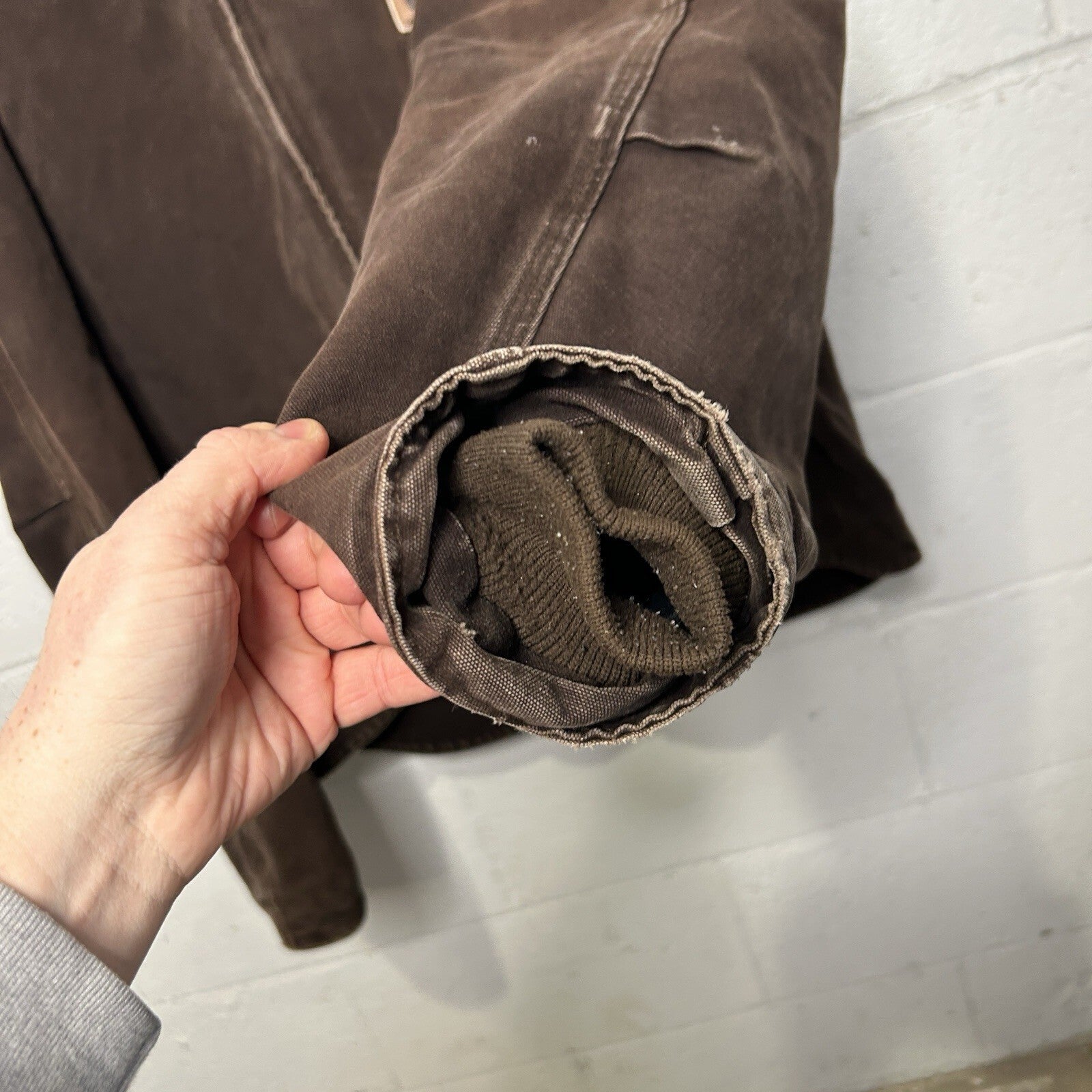 Vintage Carhartt Sherpa-Lined Hooded Detroit Jacket “Dark Brown” J141 DKB
