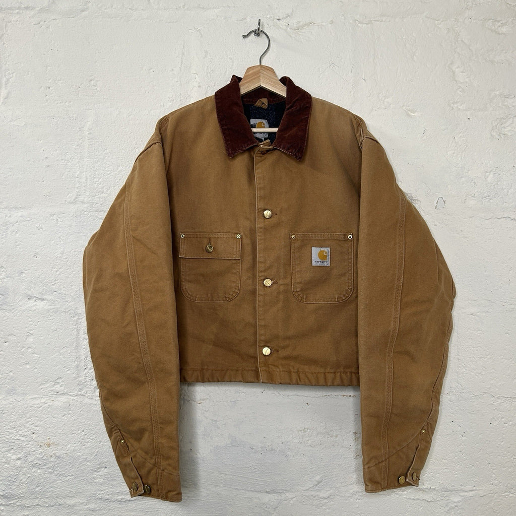 Y2K Cropped Carhartt Blanket-Lined Chore Coat “Brown” C001 BRN Men’s XL