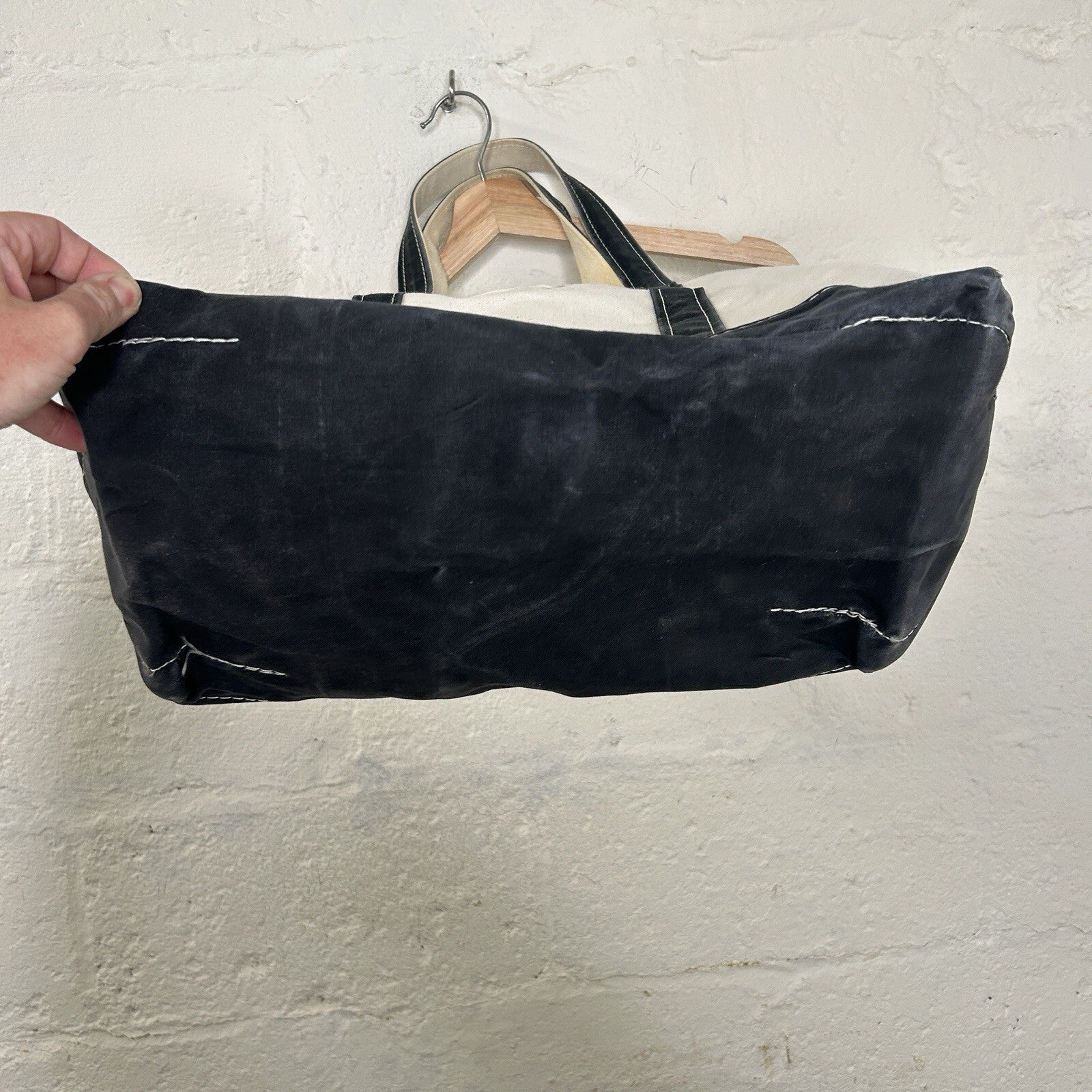 Vintage 90s LL Bean Boat and Tote Canvas Large Short Handle “Black White” CA, LA