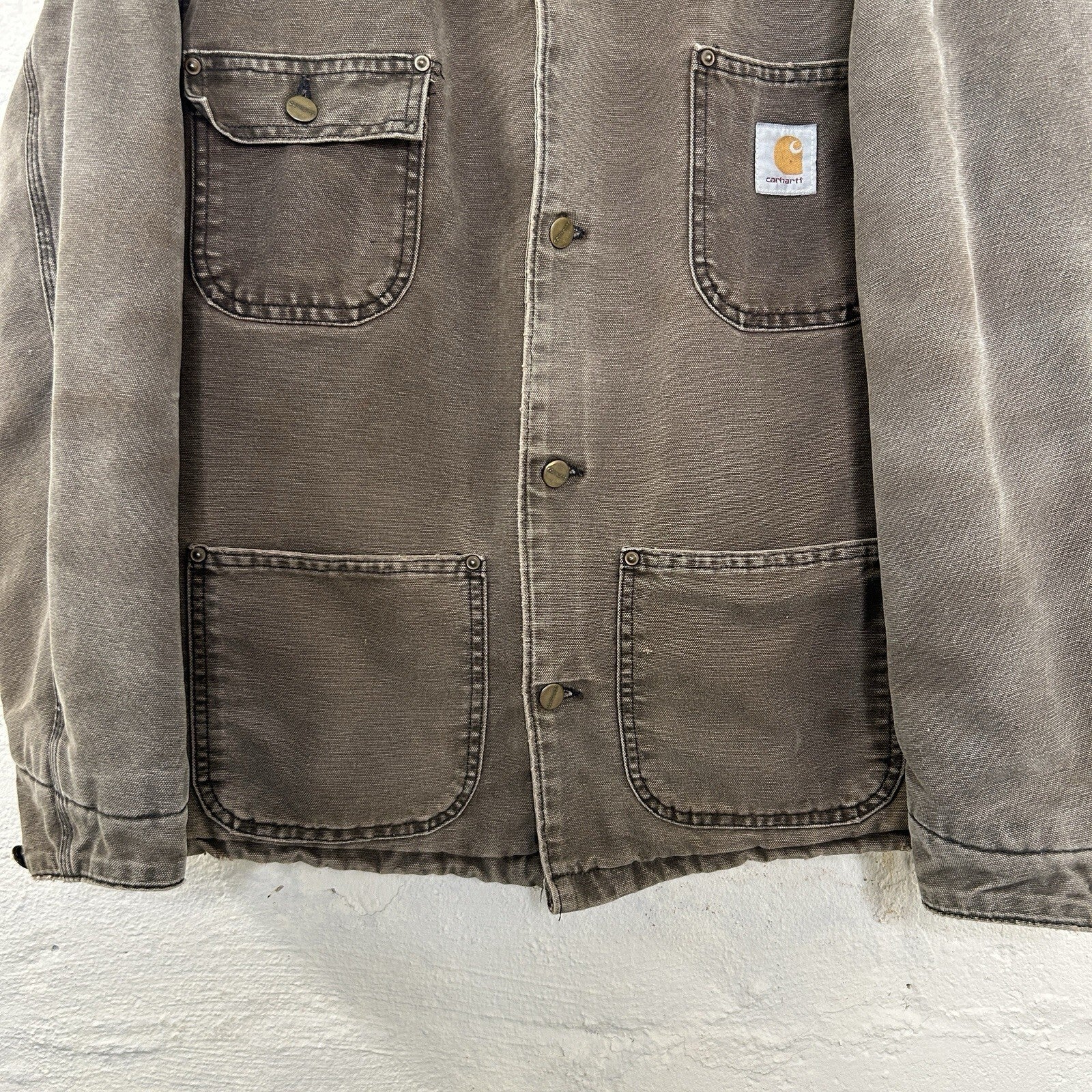 Vintage Faded Carhartt Blanket-Lined Chore Coat “Chestnut” CB182 Men’s Large