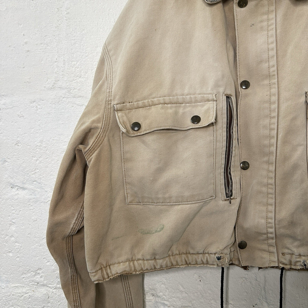 Vintage Carhartt Wool-Lined Cropped Duster Coat “Sand” Men’s Small
