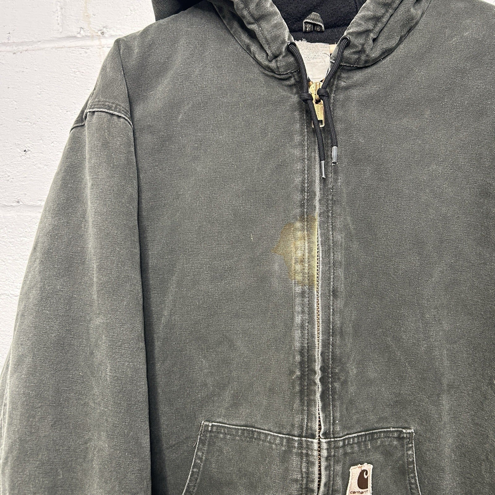 Vintage Carhartt Quilted Hooded Active Jacket “Moss” J130 MOS Men’s X-Large