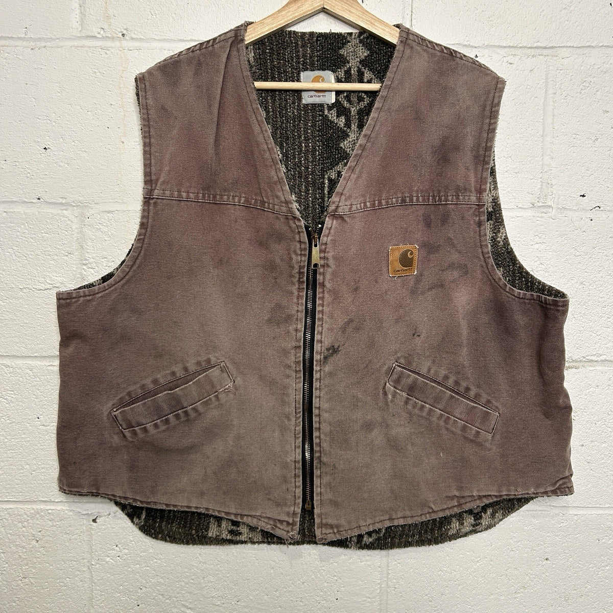 Vintage Carhartt Tundra Aztec Pile Lining Vest “Mocha Dark” VP173 Men’s X-Large