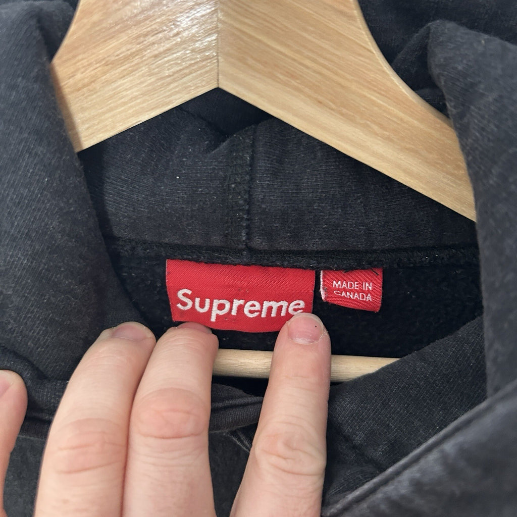 Supreme Black Embroidered Pullover Striped Hoodie “Black” Men’s Medium