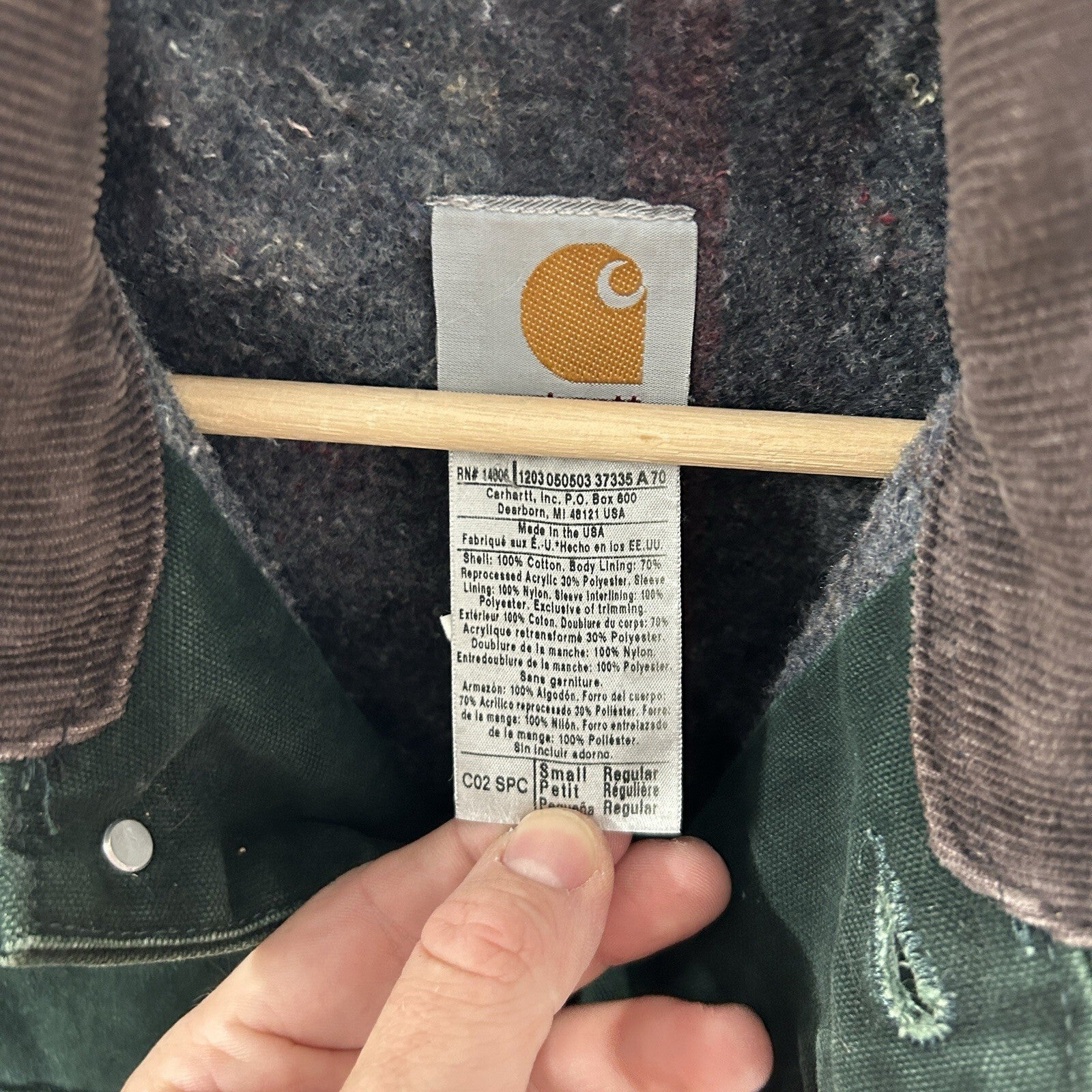 Vintage Carhartt Blanket-Lined Chore Coat “Spruce Green” C02 SPC Men’s Small