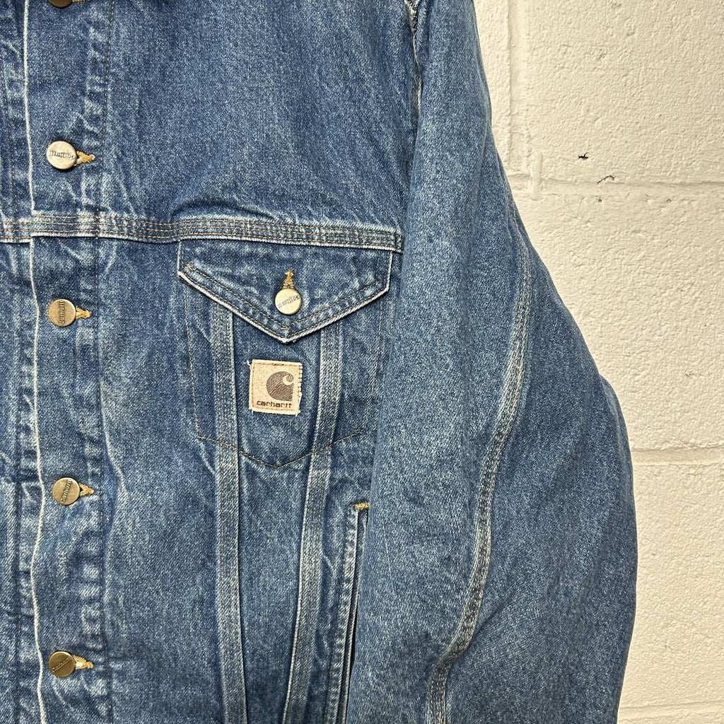 Vintage Carhartt Blanket-Lined Denim Trucker Jacket “Darkstone” J11 DST Men’s L