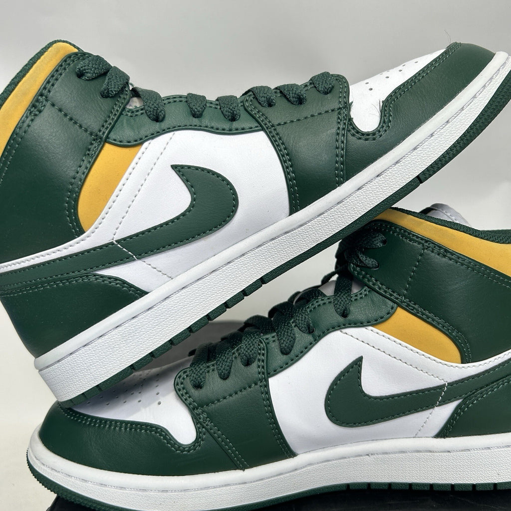 Nike Air Jordan 1 Mid Retro “Sonics/White Green Yellow” 554724-371 Men’s 8 Worn