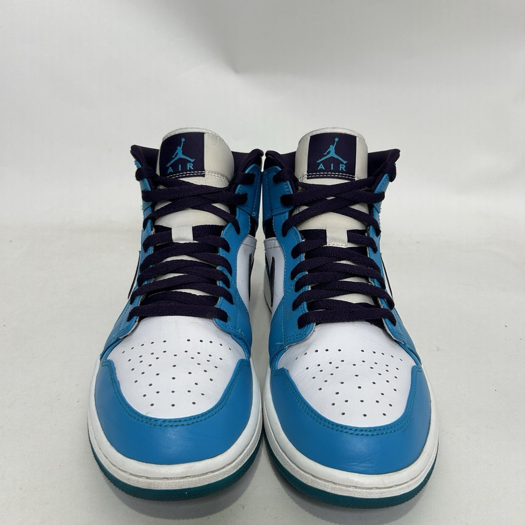 Nike Air Jordan 1 Mid Retro “Hornets/Purple Blue White” (554724-415) Men’s 10.5
