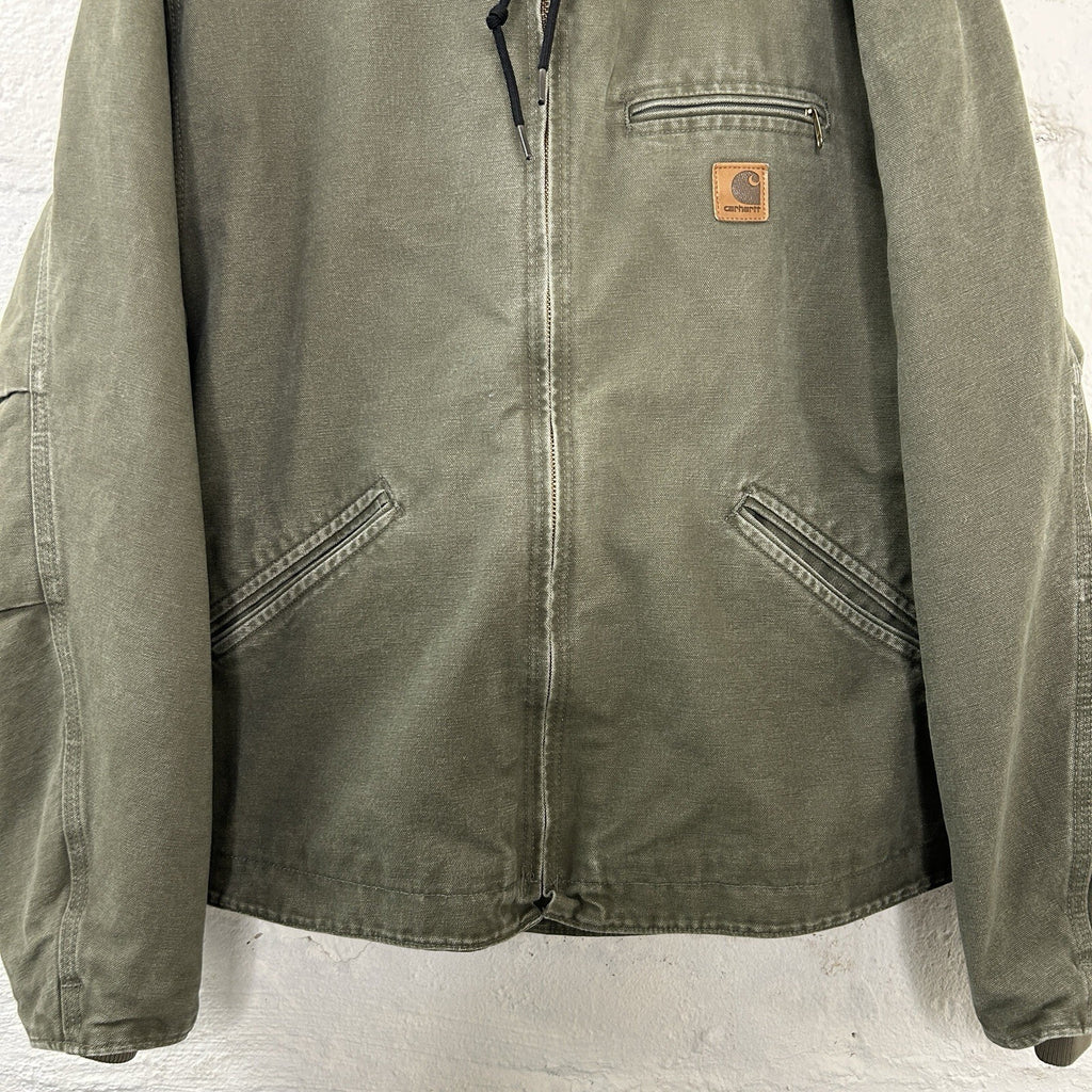 Y2K Carhartt Sherpa-Lined Hooded Detroit Jacket “Light Olive” J141 LOV Men’s LRG