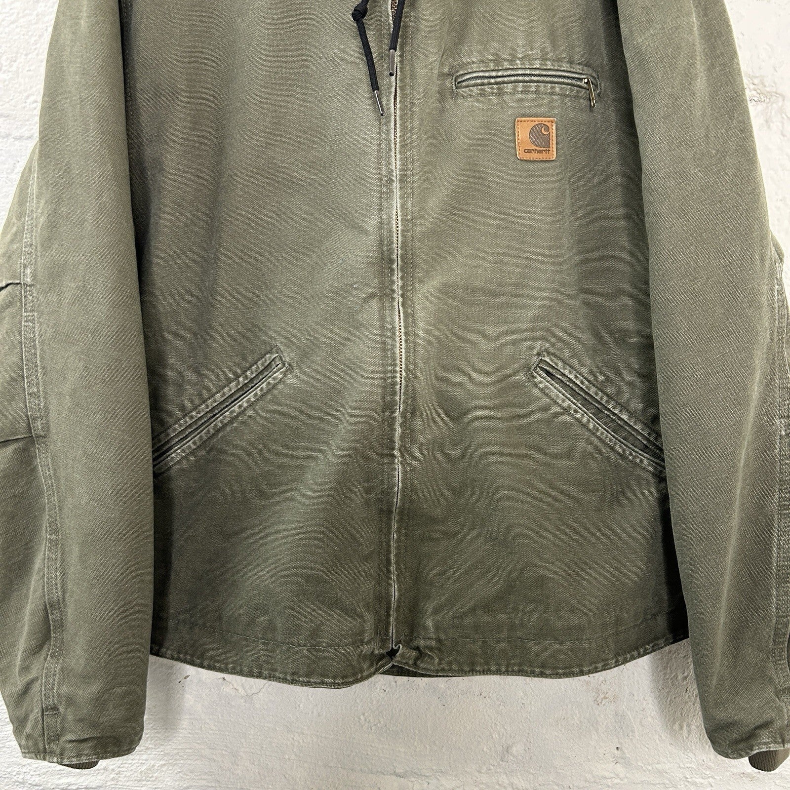 Y2K Carhartt Sherpa-Lined Hooded Detroit Jacket “Light Olive” J141 LOV Men’s LRG