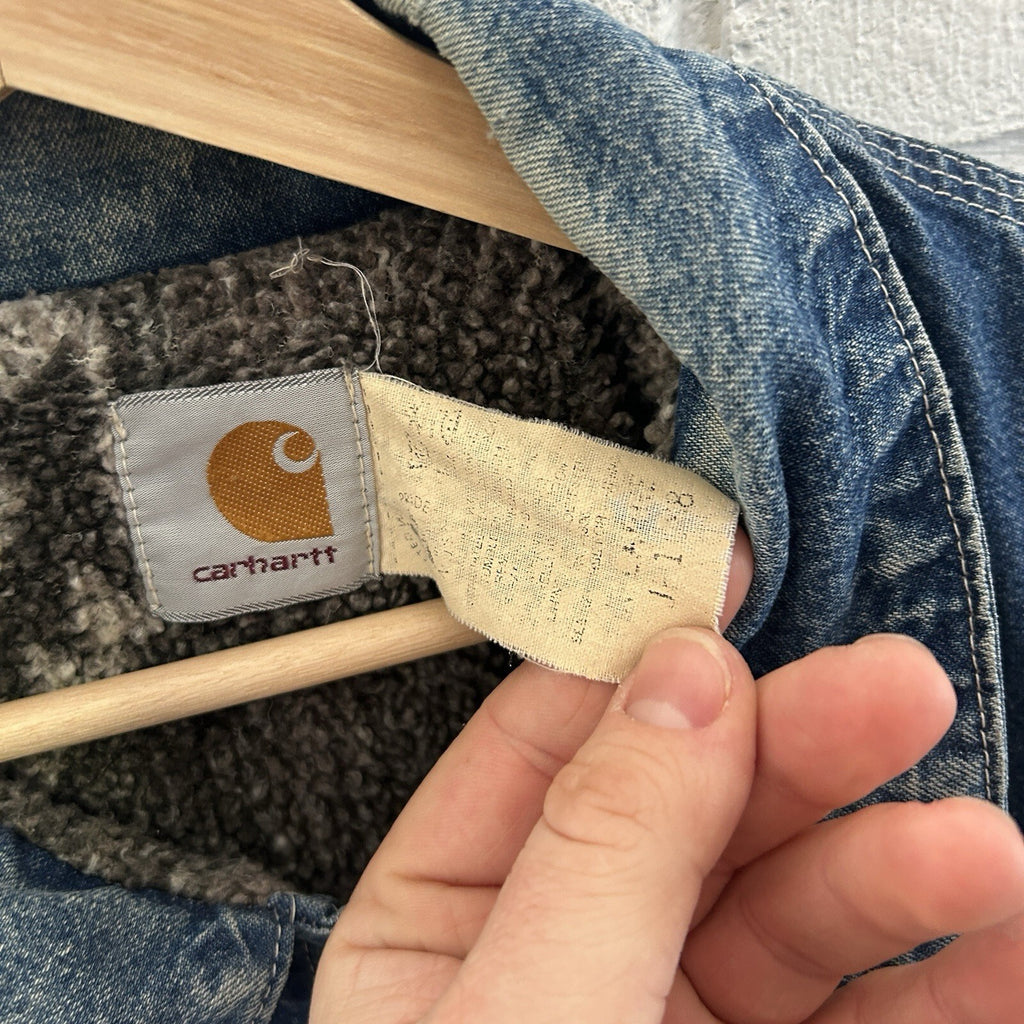 Vintage Carhartt Aztec Pile-Lined Denim Chore Jacket “Darkstone” JP1088 Men’s XL