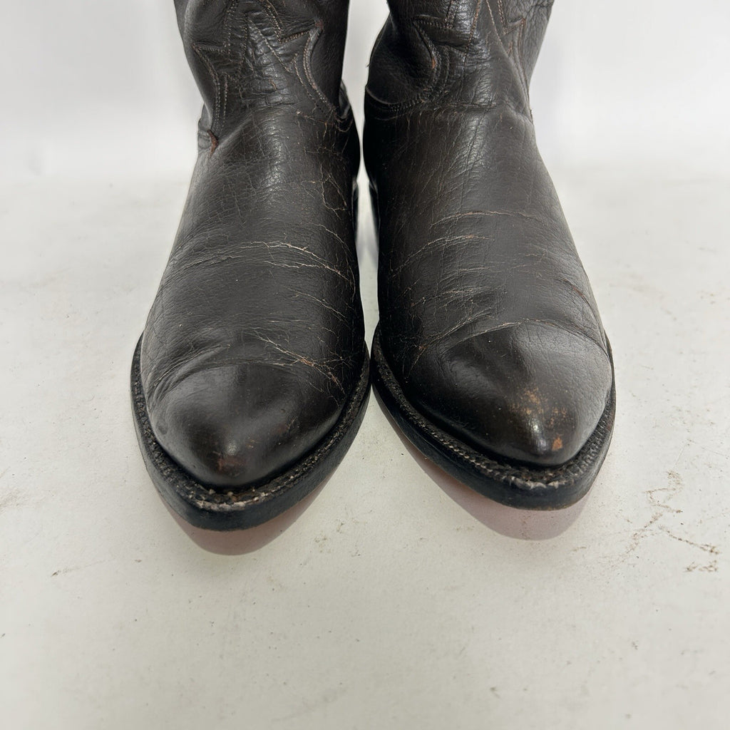 1960s Tony Lama Gold Label Exotic Water Buffalo Cowboy Boots “Espresso”