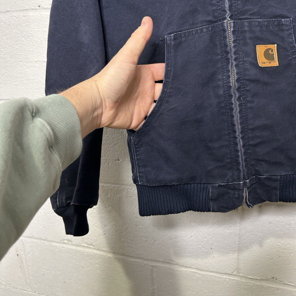 Y2K Carhartt Hooded Sandstone Active Jacket “Midnight Blue” YYJ130 MDT Youth L