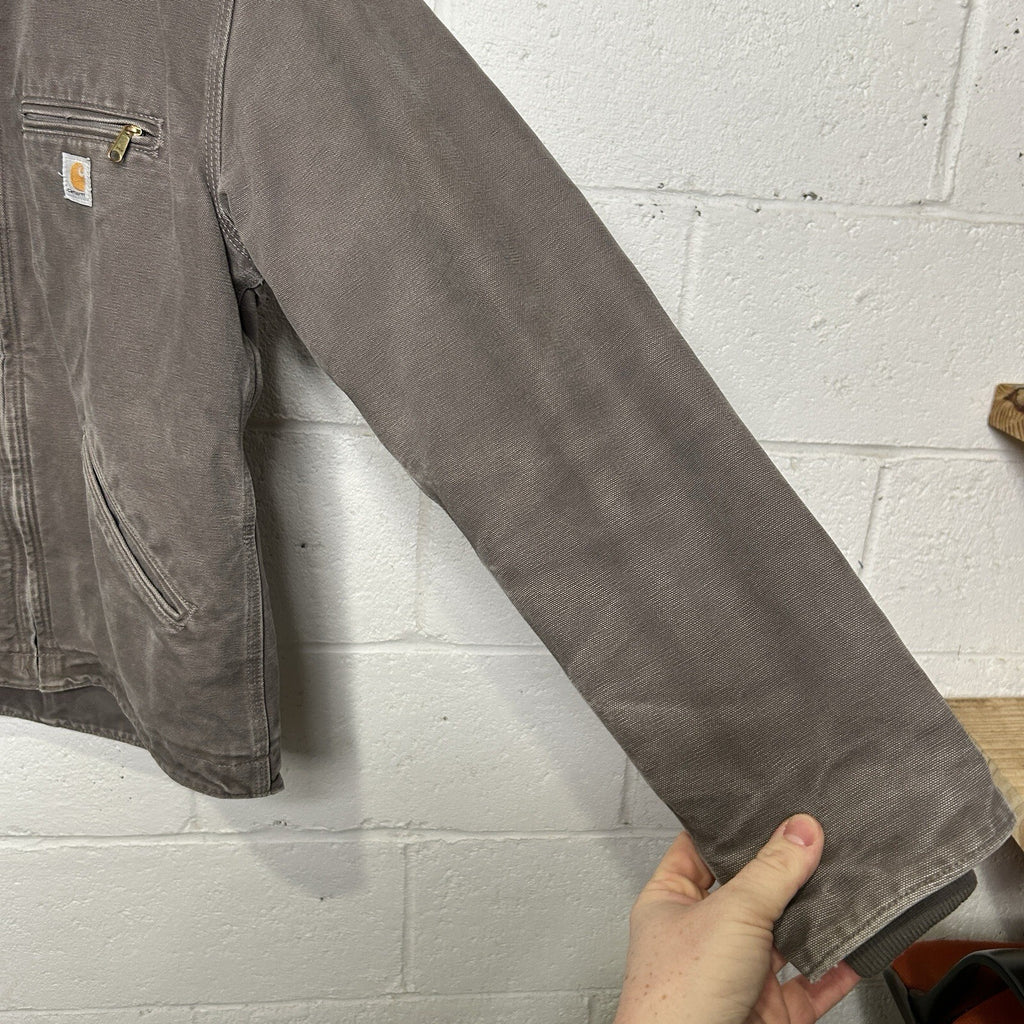 Y2K Carhartt Sherpa-Lined Hooded Detroit Jacket “Gray” WJ141-032 Women’s Small