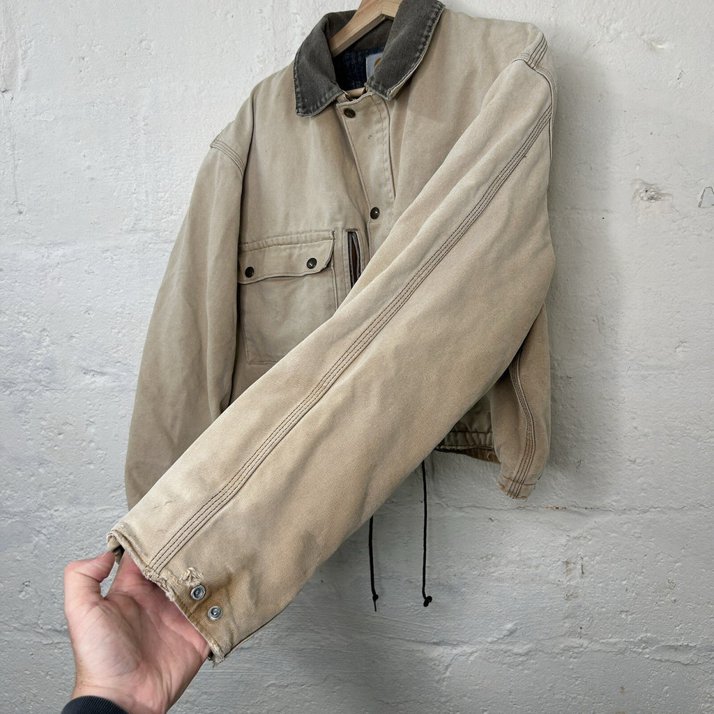 Vintage Carhartt Wool-Lined Cropped Duster Coat “Sand” Men’s Small
