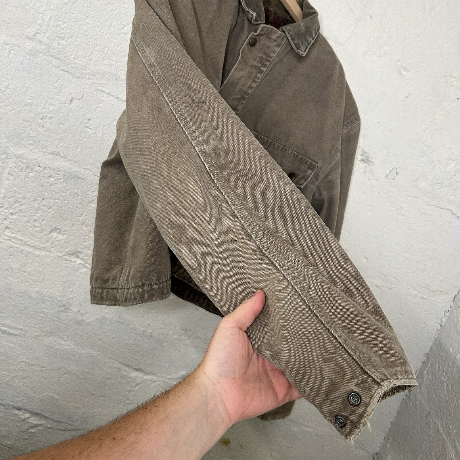 Vintage Carhartt Wool-Lined Cropped Duster Coat “Chestnut” PB2321 Men’s Small