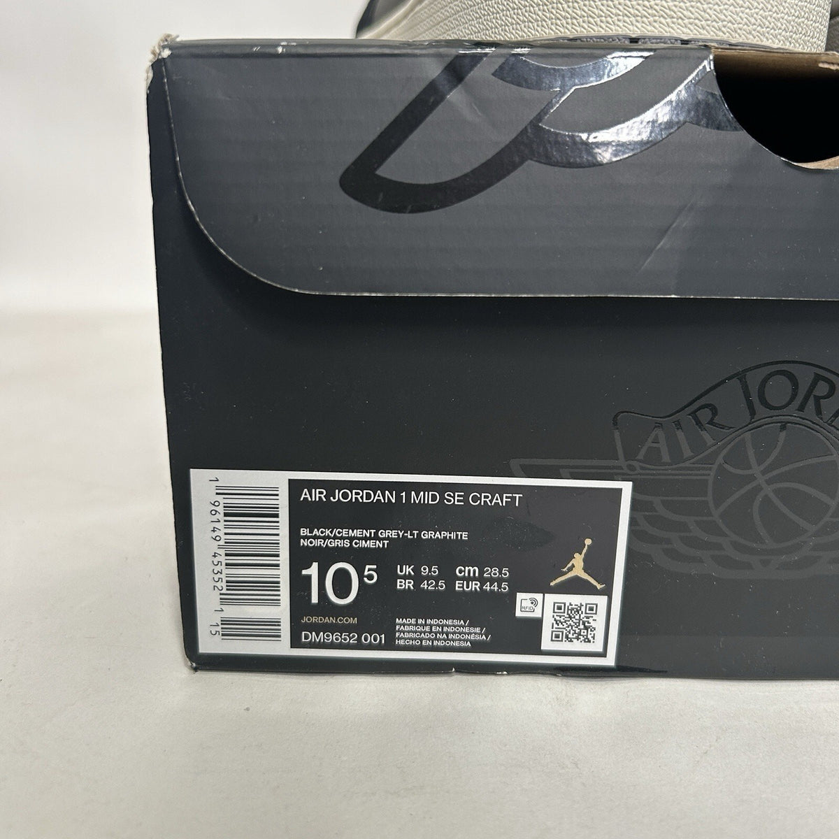 Nike Air Jordan 1 Mid Craft Inside Out “Black Cement Grey”