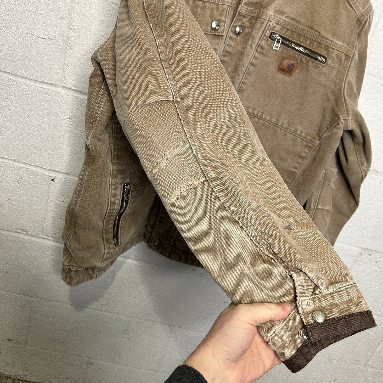 Y2K Carhartt Sandstone Multi-Pocket Jacket “Frontier Brown” J285 FRB Men’s Large
