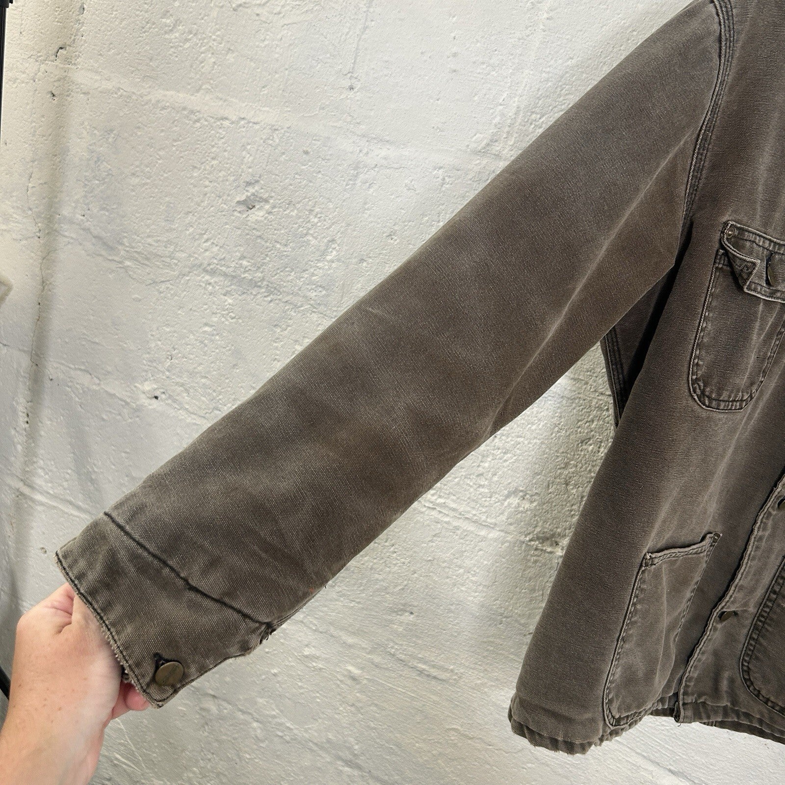 Vintage Faded Carhartt Blanket-Lined Chore Coat “Chestnut” CB182 Men’s Large
