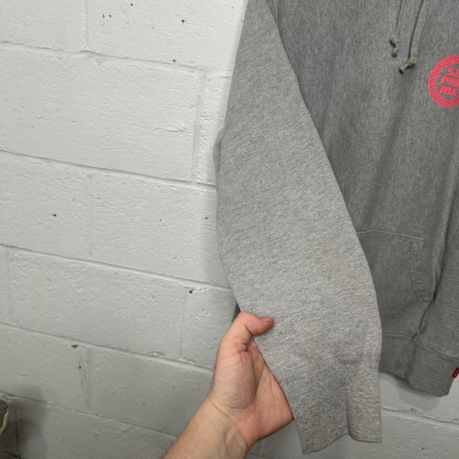 Supreme Disrupt Sweatshirt Hoodie “Grey Pink” SS15 Men’s Medium