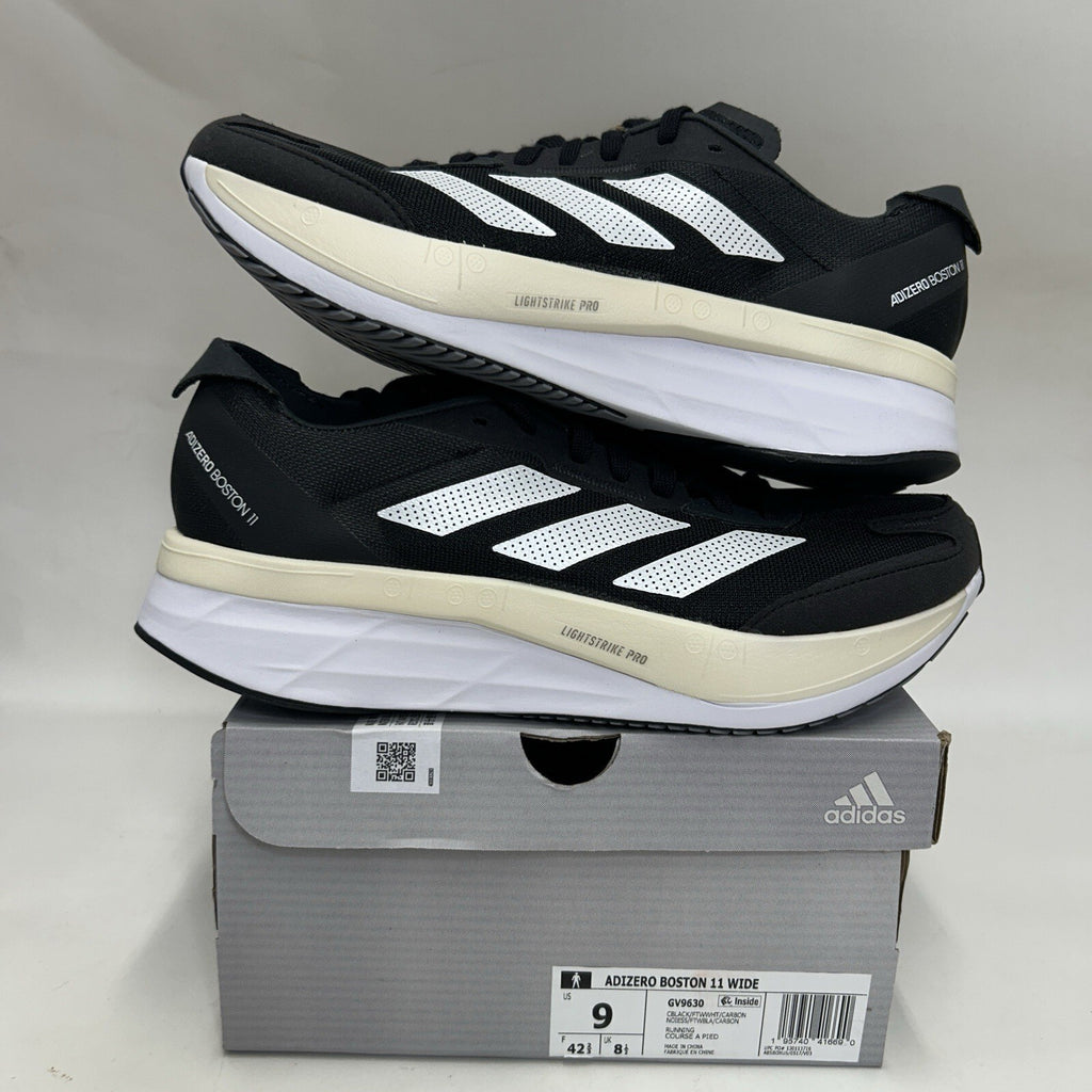 Adidas Adizero Boston 11 Wide Running Shoes “Black White” GV9630 Men’s 9 New