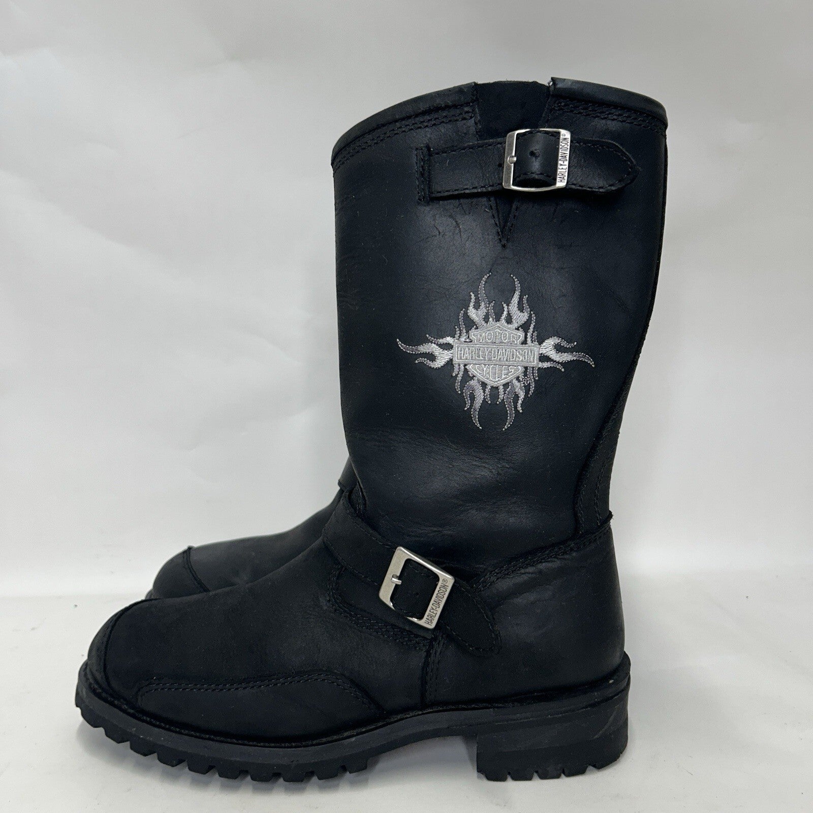 Harley Davidson Embroidered Flames Biker Engineer Boots “Black” Men’s 12