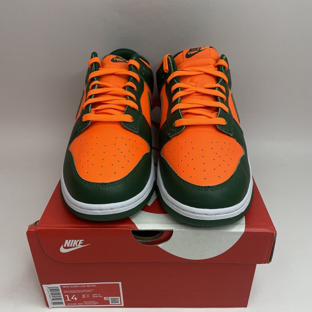 Nike Dunk Low Retro “Miami Hurricanes” Green Orange Men’s 14 DD1391-300 New