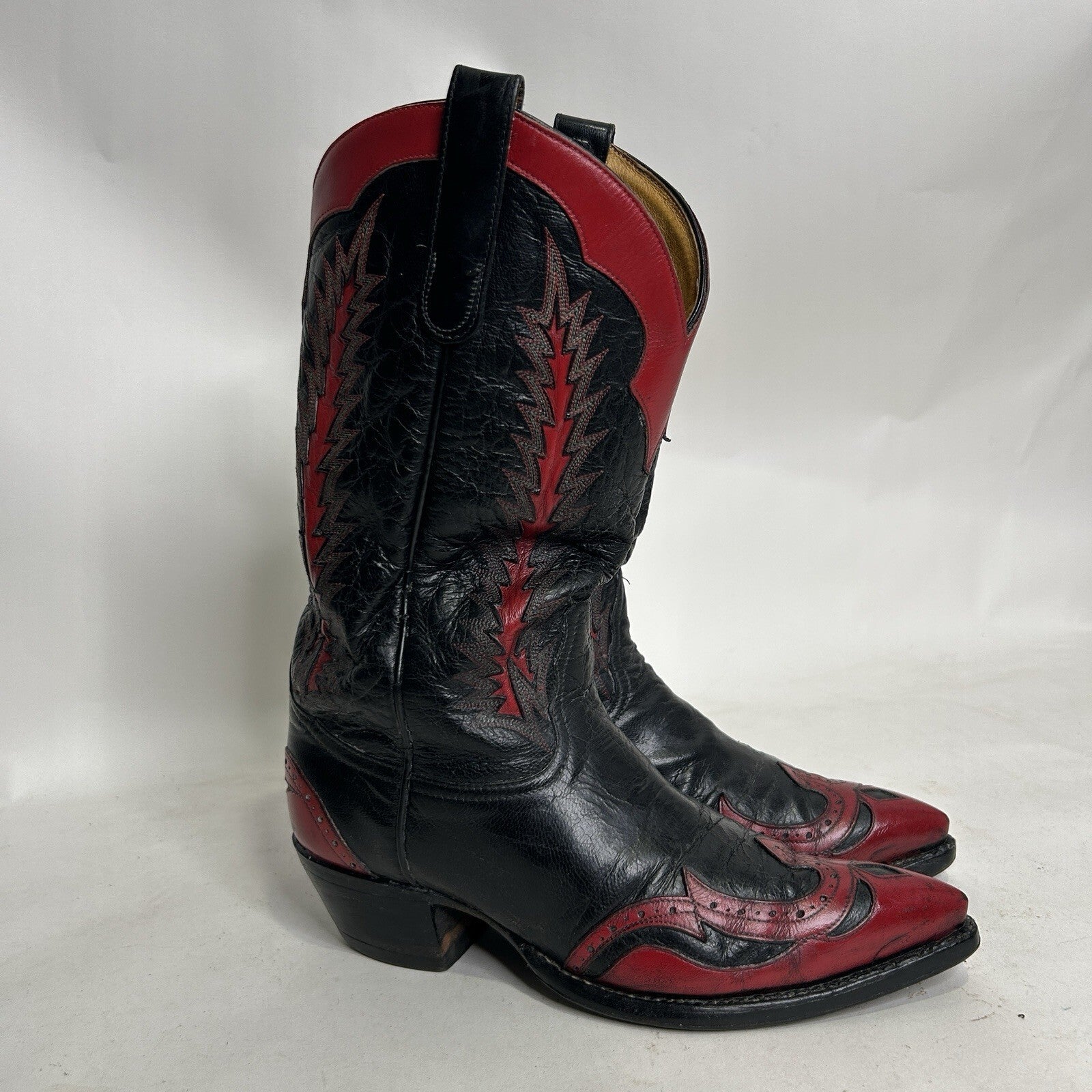 Tony Lama Classic 3866 Firewalker Cowboy Boots “Black Red” Men’s 8EE