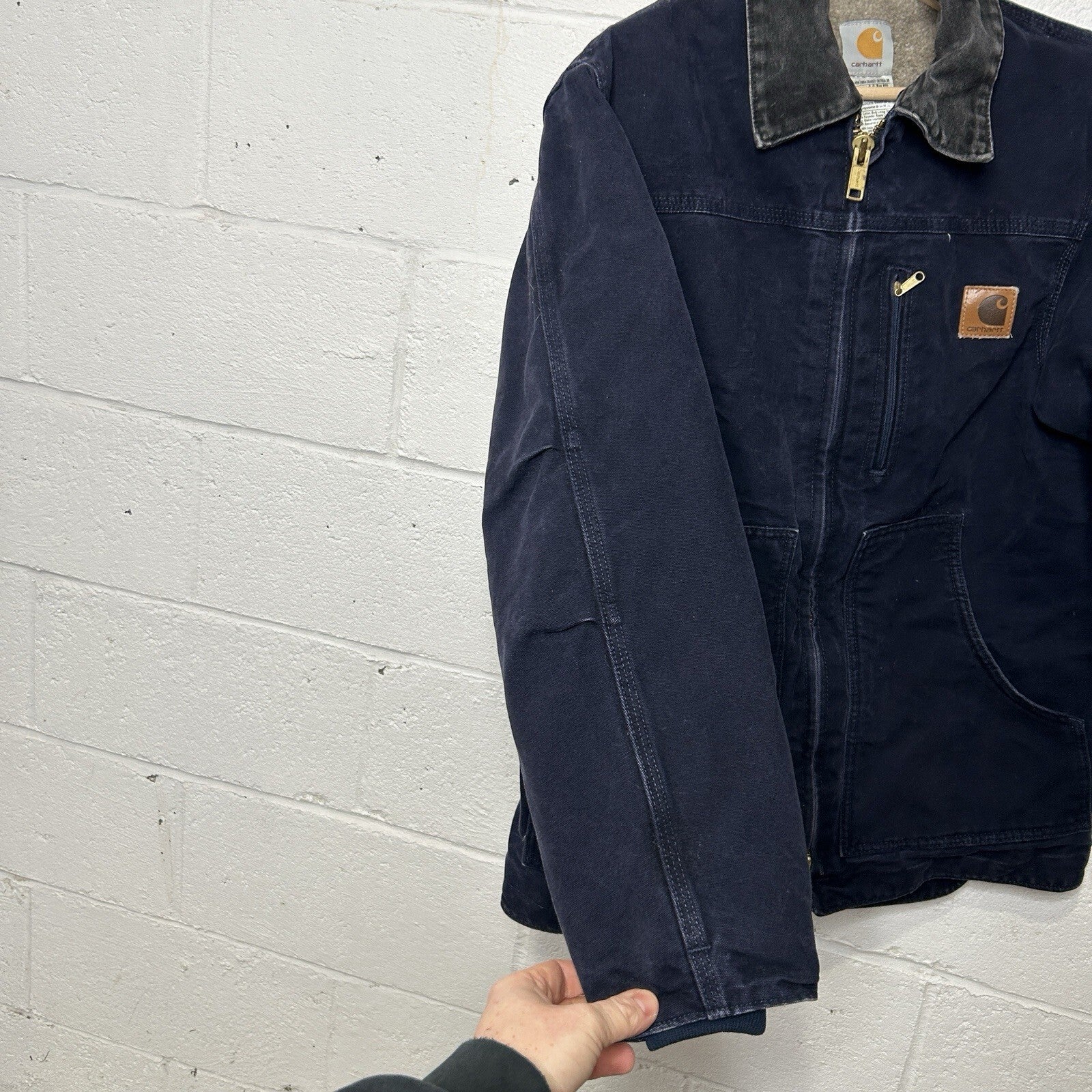 Y2K Carhartt Sandstone Sherpa-Lined Ridge Coat “Midnight Blue” C61 MDT Men’s S