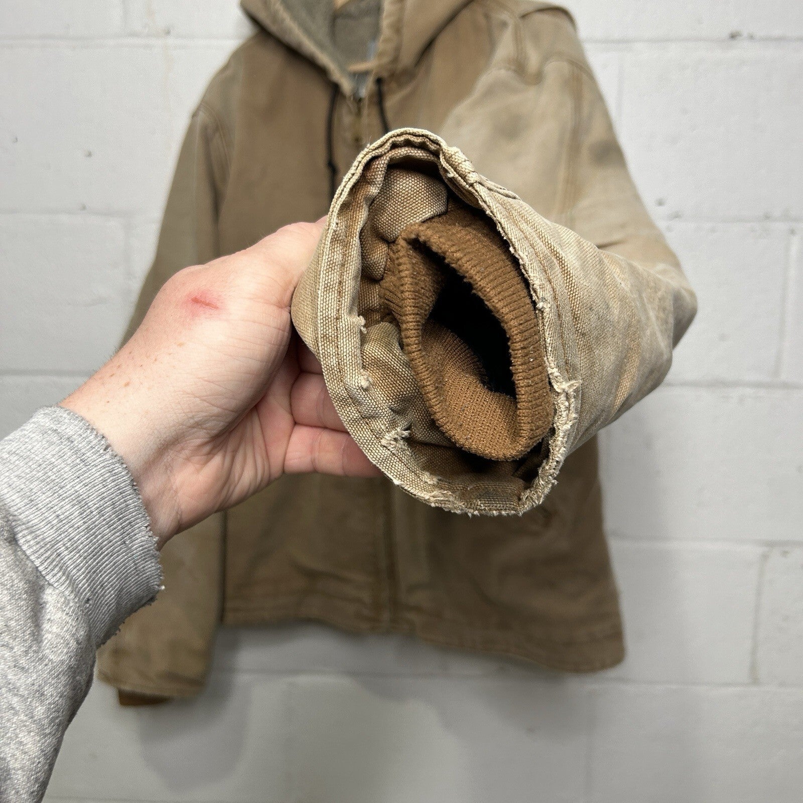 Y2K Carhartt Sherpa-Lined Hooded Detroit Jacket “Brown” J141 BRN Men’s X-Large