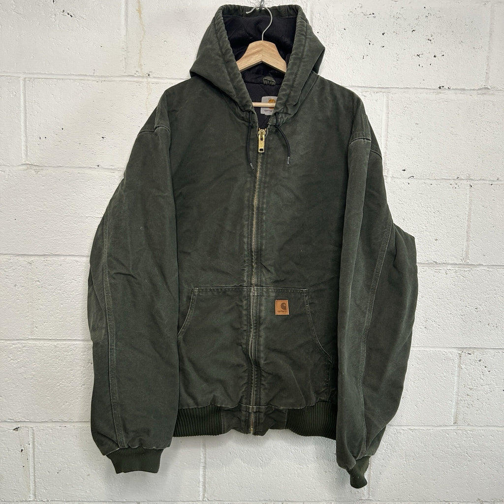 Vintage Carhartt Quilted Hooded Active Jacket “Moss” J130 MOS Men’s X-Large