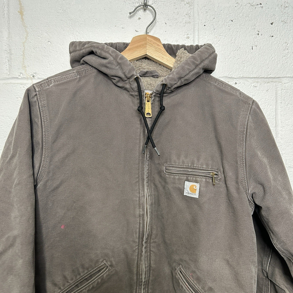 Y2K Carhartt Sherpa-Lined Hooded Detroit Jacket “Gray” WJ141-032 Women’s Small