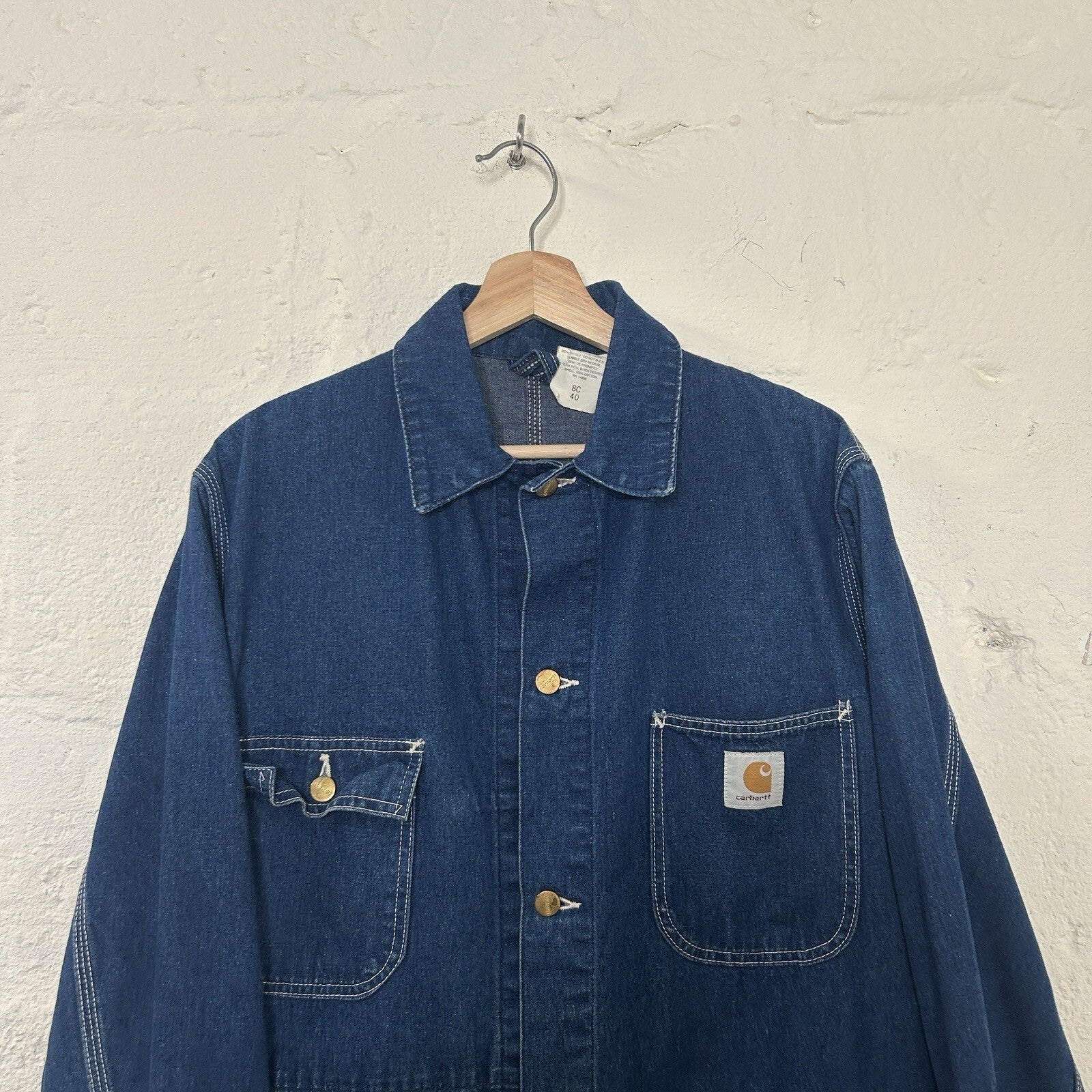 Vintage Carhartt Unlined Denim Chore Coat “Darkstone” 8C Union Men’s 40/Small
