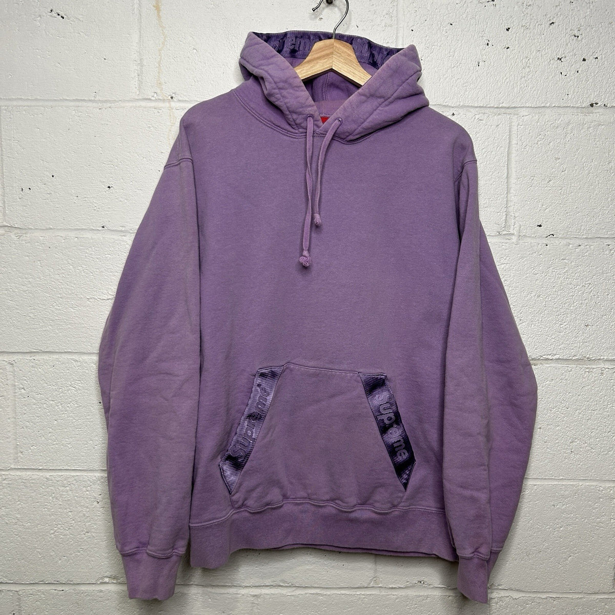 Supreme Tonal Webbing Trim Pullover Hoodie “Purple” Men’s Large SS20